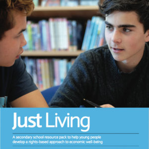 Cover of Just Living booklet showing two boys in the classroom