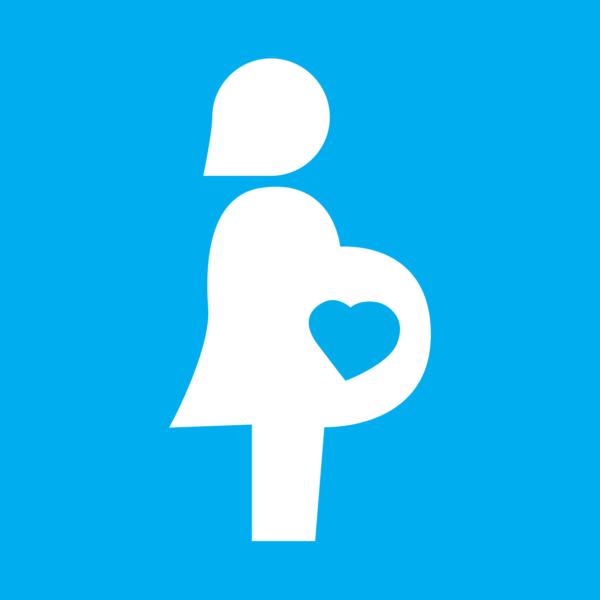 Graphic icon to represent a pregnant person.