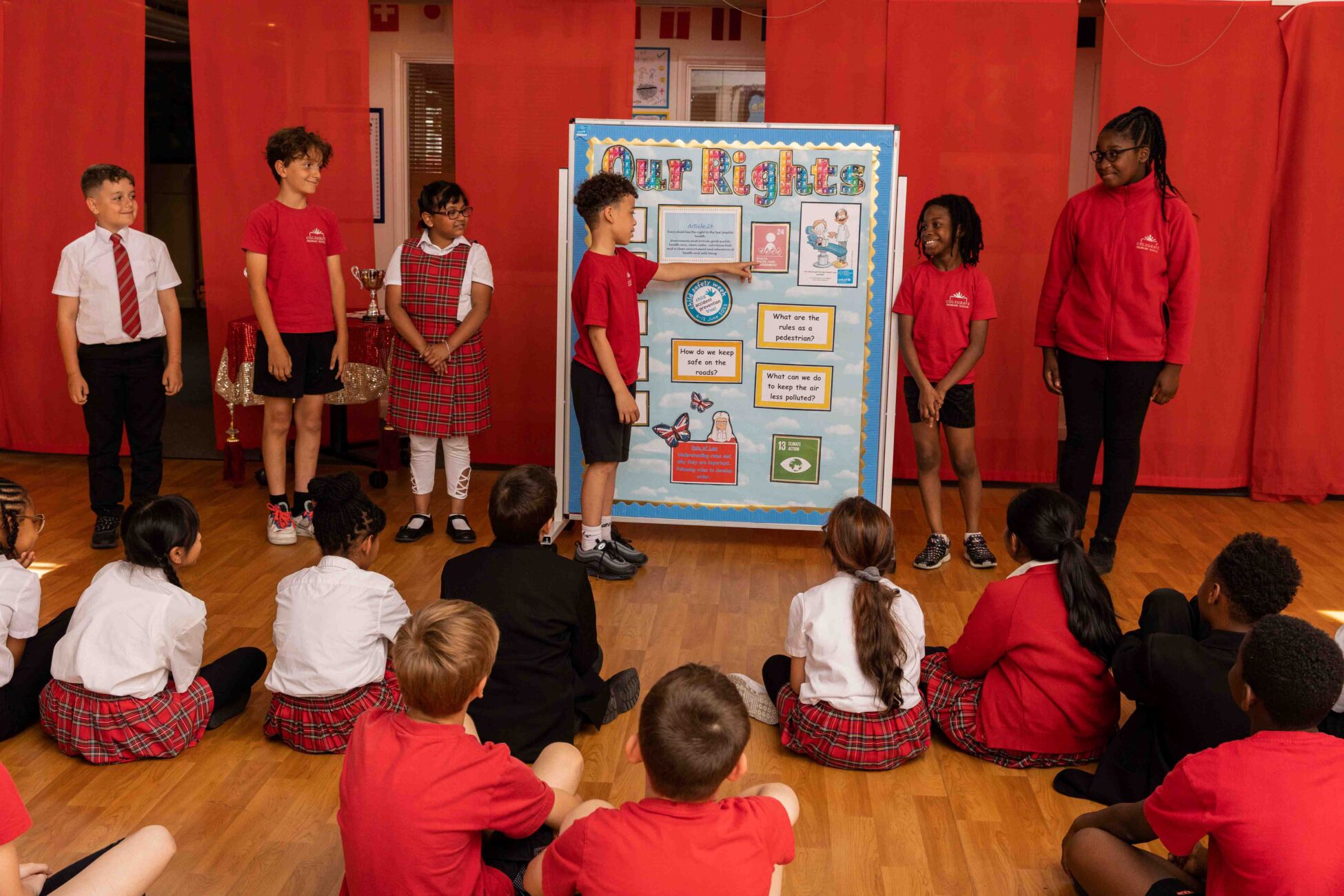 Children at a school learning about their rights